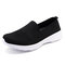 Women Casual Walking Lightweight Breathable Mesh Hollow Slip On Shoes - Black