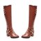 Large Size Button Buckle Over The Knee Boots - Brown