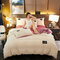 3/4 قطعة AB Sided Thicken Corduroy Velvet Winter Bed Set Full Queen King حجم غطاء لحاف - اللون البيج