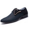 Men Stylish Leather Splicing Non Slip Large Size Casual Formal Dress Shoes - Blue