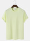 Mens Cotton Solid Color Crew Neck Plain Casual Short Sleeve T-Shirts - Yellow
