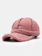 Unisex Color-match Wool Suede Patchwork Thickened Warmth Windproof All-match Baseball Cap - Pink