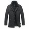 Abrigo casual cálido de lana de color puro con doble cuello en invierno para hombres - Gris