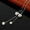 Women Vintage Long Chain Necklace With Bowknot Pendants - Silver+Ocean blue