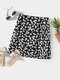Plus Size Calico Slit Design Skirt - Black