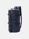 Men Vintage Canvas Large Capacity Multi-Carry Solid Color Cylinder Casual Backpack - Blue