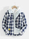 Mens Plaid Sherpa Lined Thick Zip Front Lapel Casual Jackets - Blue