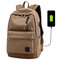 Canvas USB Charging Port Multi-functional Travel Backpack For Men - Coffee