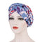 New Printed Sanding Milk Silk Muslim Headscarf Hat Flower Cloth Short Beanie Cap Can Be Hidden - Lake Blue