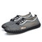 Large Size Men Mesh Fabric Hand Stitching Soft Sole Casual Shoes - Grey