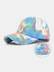 Unisex Washed Distressed Cotton Tie-dye Broken Hole Fashion Sunshade Baseball Caps - Sky Blue