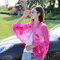 Embroidered Applique Chiffon Sunscreen Sleeve Shawl Summer Women Sunscreen Clothing - Rose