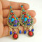 Bohème Colorful Boucles d'oreilles pendantes en perles de riz avec gland Boucles d'oreilles sculptées en métal géométrique Goutte d'eau - 01