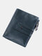 Men Genuine Leather Multifunctional RFID Multi-card Slots Money Clips Coin Purse Wallet - Blue