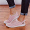 Large Size Women Canvas Solid Color Casual Flat Shoes - Pink