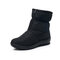 Women Winter Warm Waterproof Plush Lining Zipper Mid Calf Non Slip Flat Boots - Black
