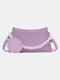 Women Pearls Pendant Embroidered Satchel Bag Handbag Shoulder Bag - Purple1