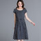 striped short-sleeved cotton silk waist bohemian dress - 26