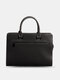 Menico Men Artificial Leather Vintage Large Capacity Laptop Bag Business Convertible Strap Briefcase - Black