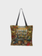 Women Canvas Cute Cartoon Oil Painting Cat Printing Waterproof Shopping Bag Shoulder Bag Handbag Tote - #01