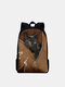 Женщины Оксфорд Пэчворк большой емкости Кот полосатый Шаблон Рюкзак с принтом - коричневый