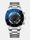 Decorated Pointer Men Business Watch Calendar Stainless Steel Leather Quartz Watch - #13