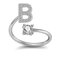 26 Letter English Ring Copper-plated White Gold Rhinestone Ring Geometric Adjustable Ring - 02