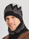 Men 2PCS Plus Velvet Thick Winter Outdoor Keep Warm Neck Protection Headgear Scarf Knitted Hat Beanie - Black