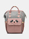 Women Multi-function Panda Pattern USB Charging Large Capacity Splashproof Travel Mommy Backpack - Grey+Pink