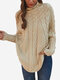 Bat Sleeve Solid Color Turtleneck Long Sleeve Sweater For Women - Khaki