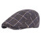Mens Lattice Vintage Adjustable Warm Cotton Solid Sunshade Beret Caps Casual Travel Forward Hat - Blue