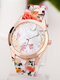 6 colori Silicone Acciaio inossidabile Donna Vintage Watch Puntatore decorato Calico Print Quartz Watch - #03