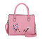 Women Embroidery Tote Handbag Leisure PU Leather Crossbody Bag - Pink