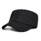 Men Cotton Solid Color Flat Cap Sunshade Casual Outdoors Peaked Forward Cap Adjustable Hat - Black