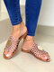 Large Size Women Comfy Hollow Non Slip Slide Slippers - Pink