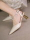 حذاء نسائي أنيق للتاريخ حذاء زفاف أبيض فاخر مزين بالكعب - اللون البيج