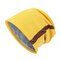Women Men Knit Plush Warm Beanie Cap Outdoor Sports Cycling Double-breasted Hat - Yellow