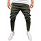 Mens Fashion Stripe Lightweight Breathable Zipper Casual Pants - Green