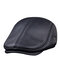 Men Classic Genuine Cowhide With Ear Flaps Beret Hats Casual With Ventilation Holes Flat Caps - Black