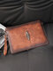 Men PU Leather Rivet Vintage Clutch Bag Envelope Bag - Coffee
