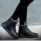 Large Size Women Waterproof Warm Lining Black Lace Up Winter Boots - Black
