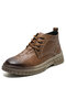 Men Brief Non Slip Alligator Veins PU Leather Casual Ankle Boots - Dark Brown