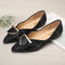 Women Suede Delicate Comfy Lady Pointed Toe Loafers - Dark Gray
