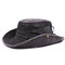 قبعة دلو دلو من القطن للتطريز للرجال قابلة للطي قابلة للتنفس وقابلة للتعديل من الذقن حزام - أسود
