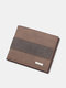 Men Vintage Faux Leather Multi-Slots Color Matching Short Wallet Purse - Brown