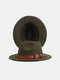 Unisex Woolen Felt Solid Color Buckle Strap Decoration Thicken Flat Brim Top Hat Fedora Hat - Army Green