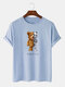 Plus Size Mens Mechanical Bear Graphic Print Fashion Cotton T-Shirt - Blue