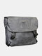 Menico Men Artificial Leather Vintage Large Capacity Waterproof Crossbody Bag Retro Laptop Brief Bag - Gray