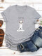Cartoon Alpaca Print Short Sleeve O-neck T-shirt - Light Grey