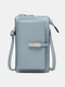 Women Faux Leather Brief Multifunction Large Capacity Crossbody Bag Phone Bag - Blue